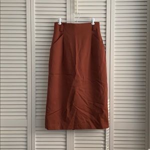 Vintage Rust Pencil Skirt with Pockets size 8